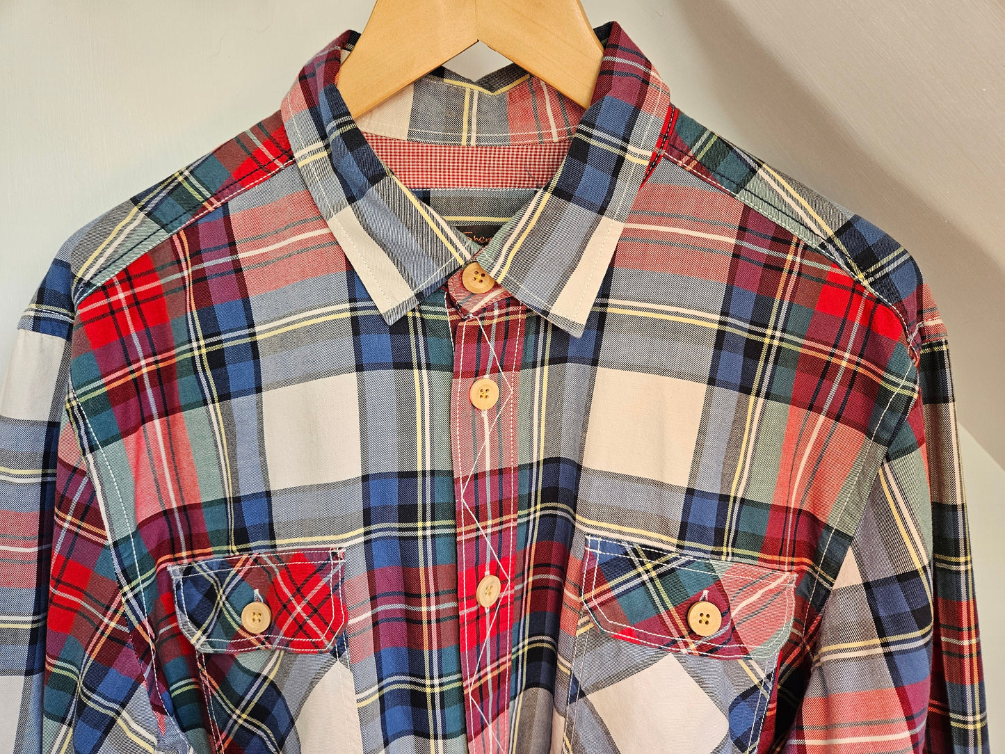 1990s Warm Cotton Red & Blue Checked Ben Sherman Shirt XXL