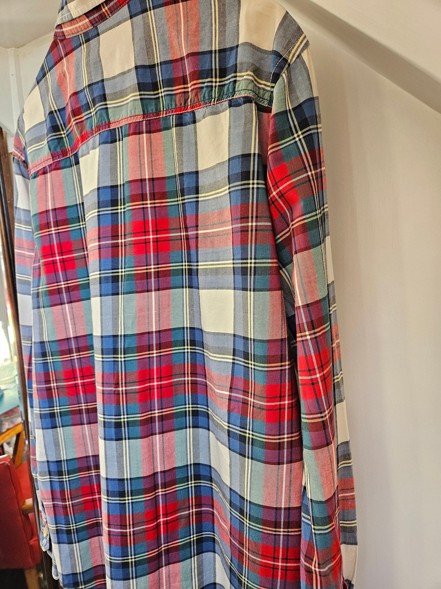 1990s Warm Cotton Red & Blue Checked Ben Sherman Shirt XXL