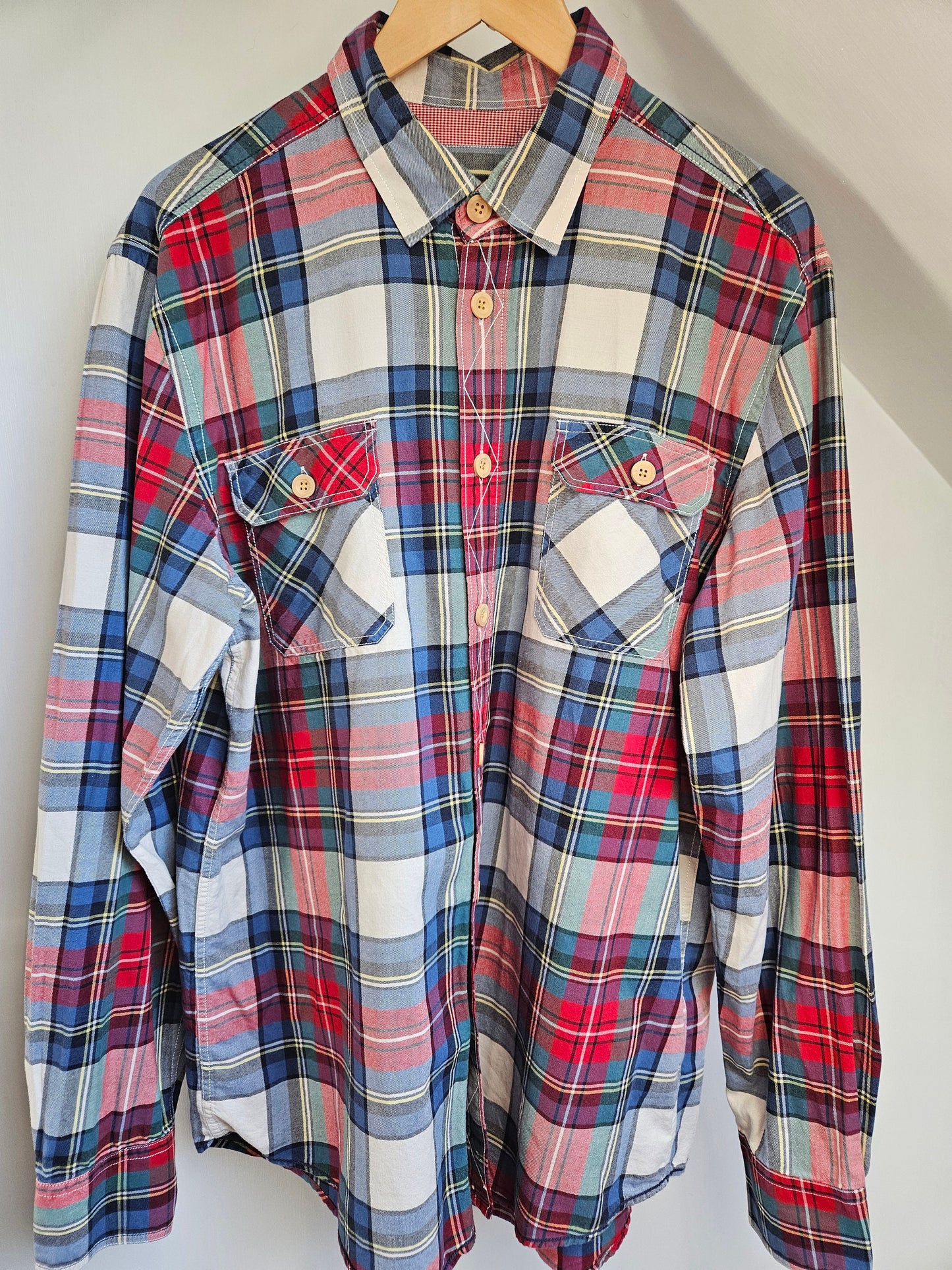 1990s Warm Cotton Red & Blue Checked Ben Sherman Shirt XXL