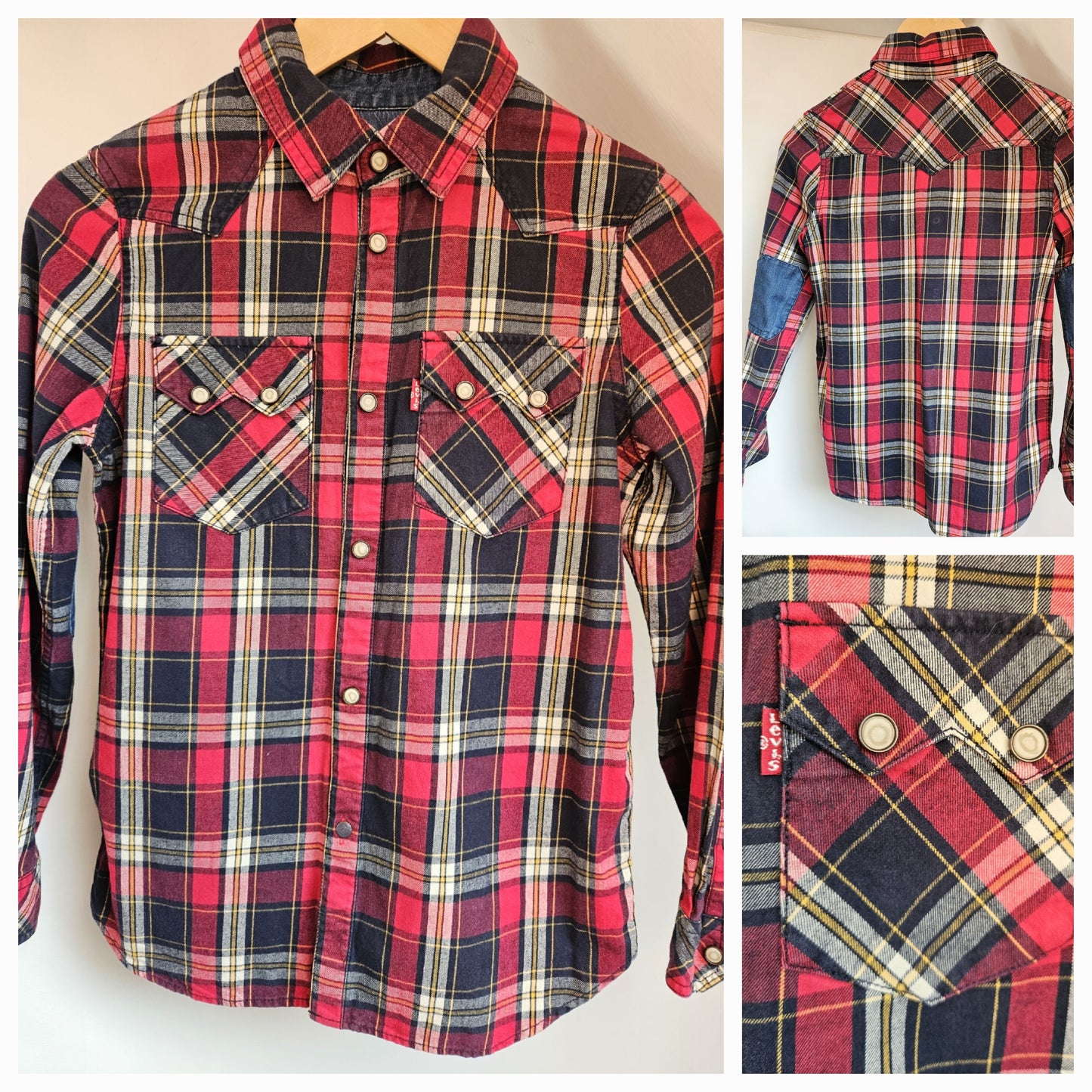 1980s Red Check Levis Shirt XS