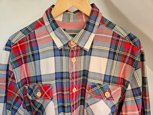 1990s Warm Cotton Red & Blue Checked Ben Sherman Shirt XXL