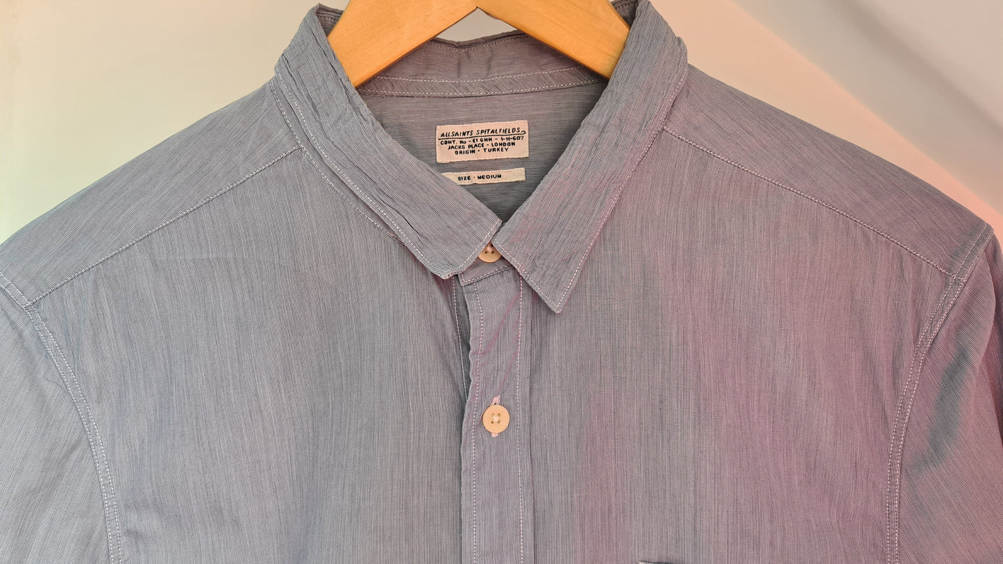 Vintage All Saints Spitalfields Blue Cotton Shirt M