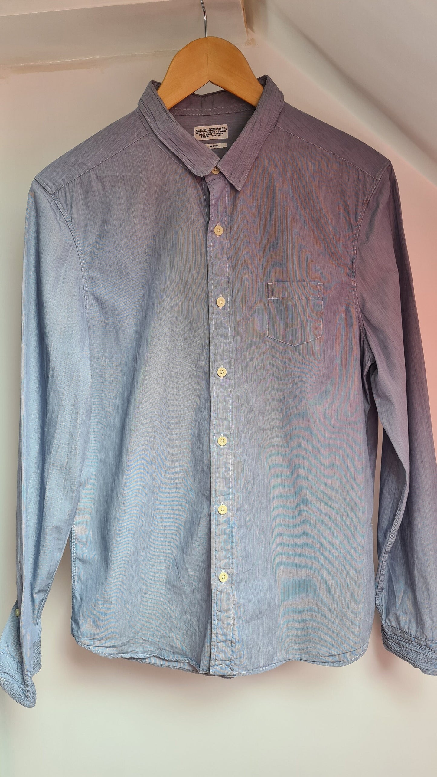 Vintage All Saints Spitalfields Blue Cotton Shirt M