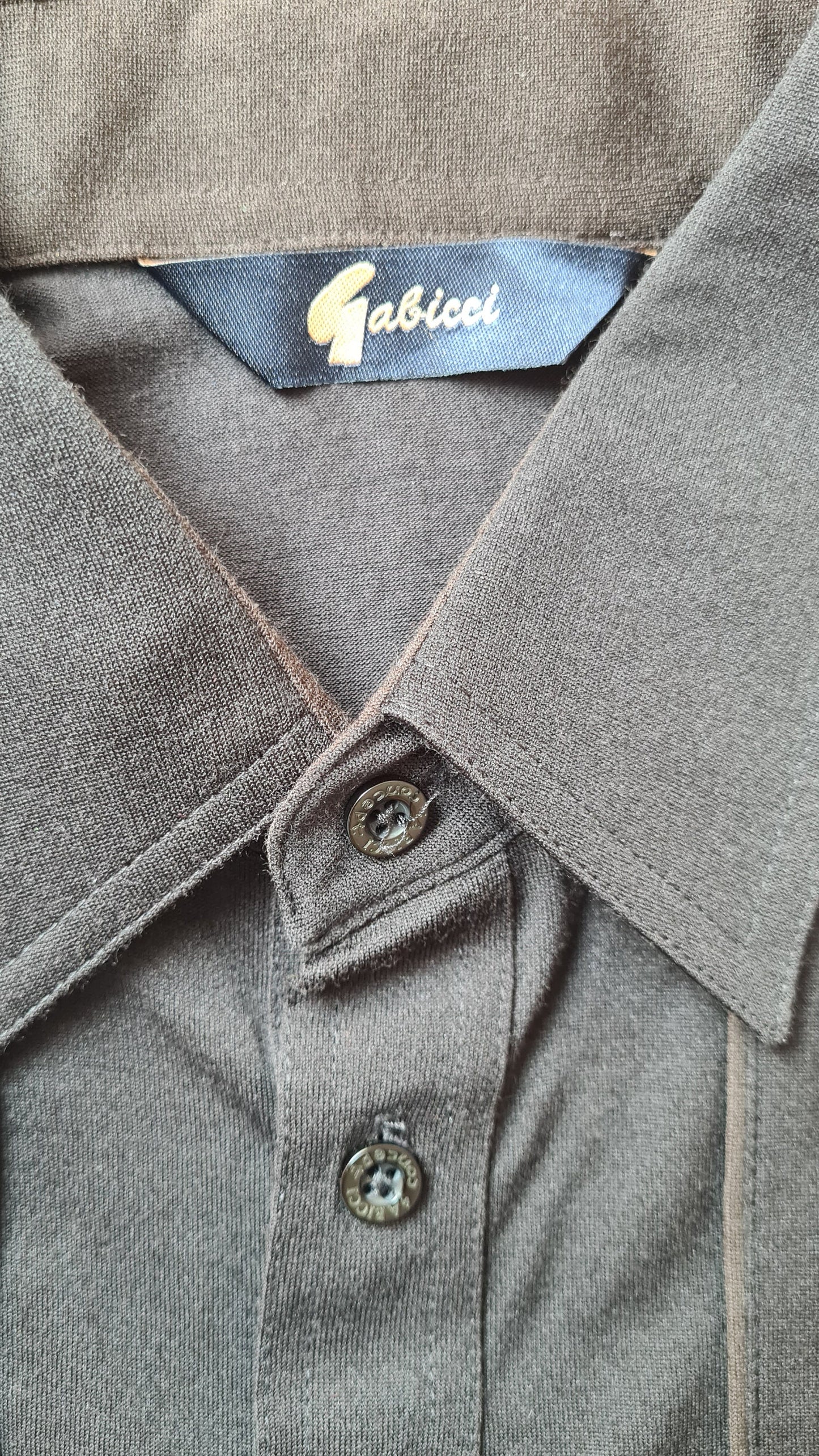 Vintage Mens 1970s Black Gabicci Polo Shirt UK M
