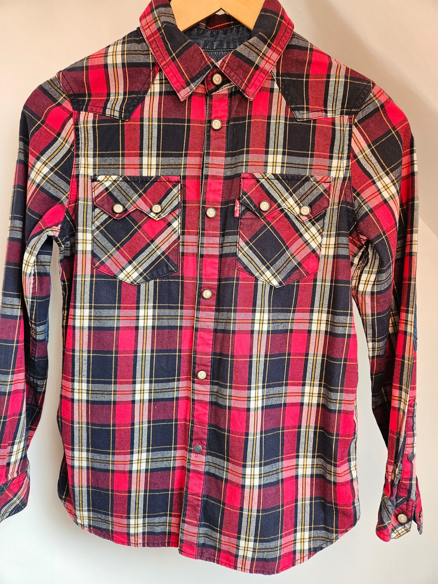 1980s Red Check Levis Shirt XS