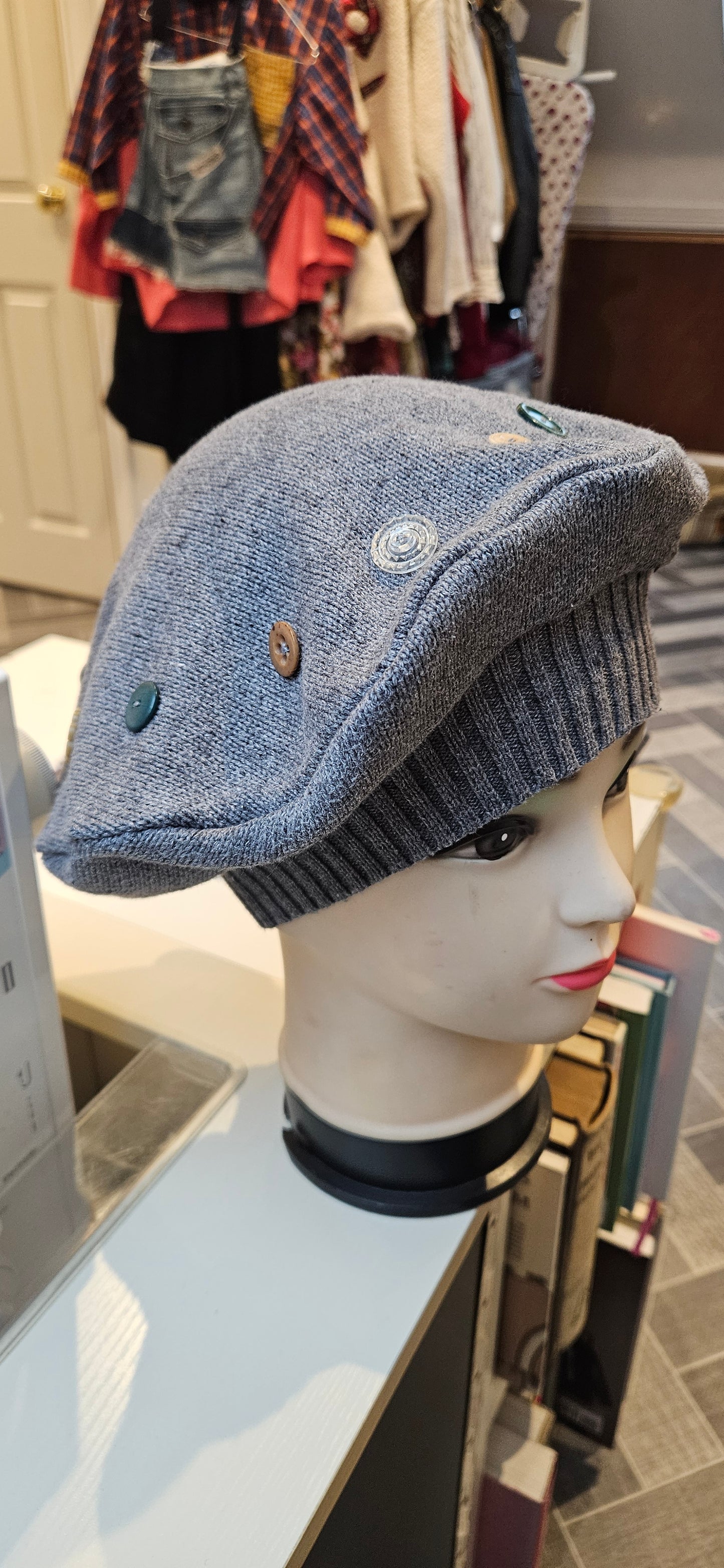Upcycled Vintage Button Beret