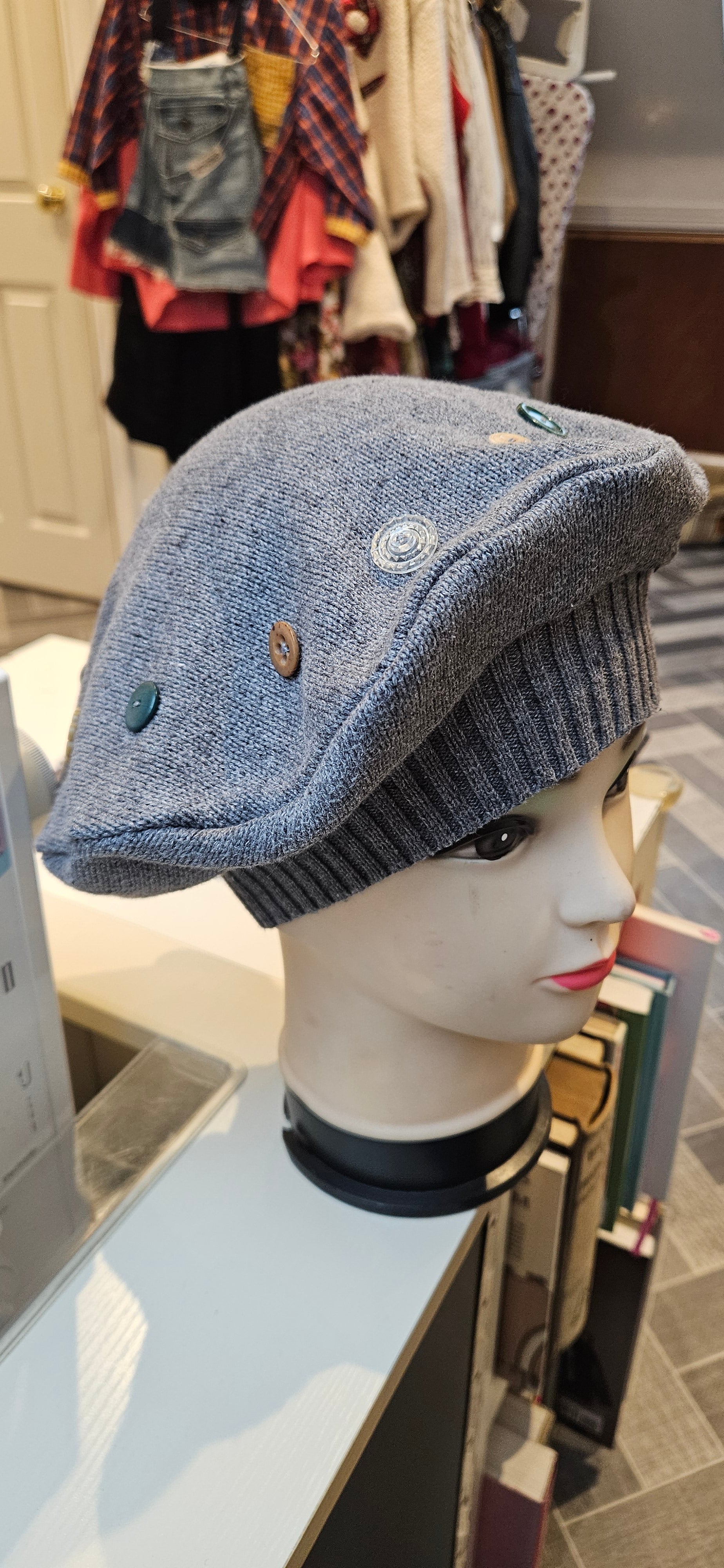 Upcycled Vintage Button Beret