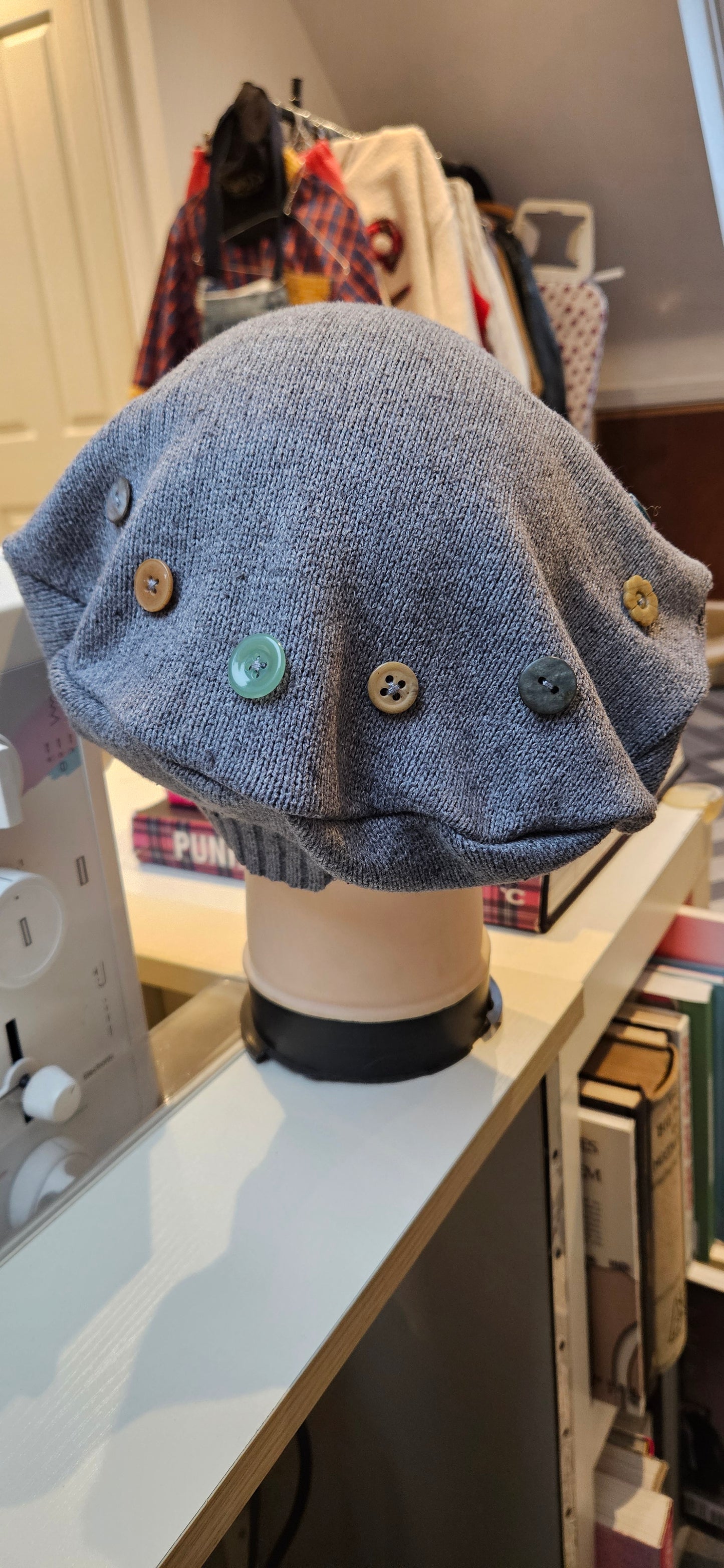 Upcycled Vintage Button Beret