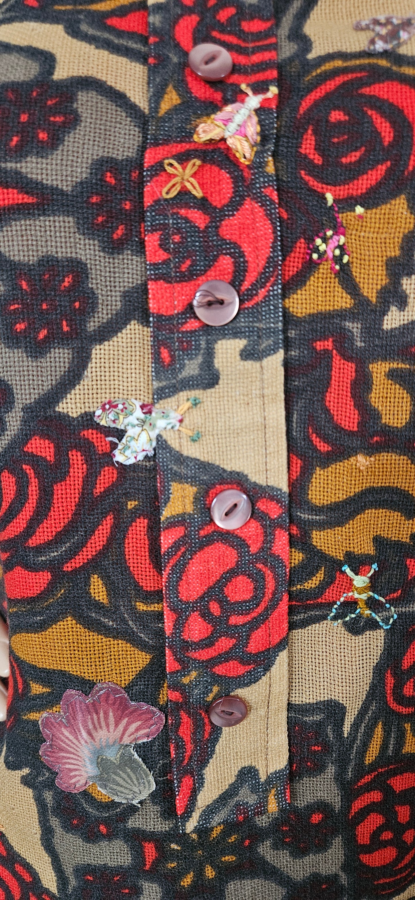 Vintage 1960s Embroidered  Moth Mend Dress sz14
