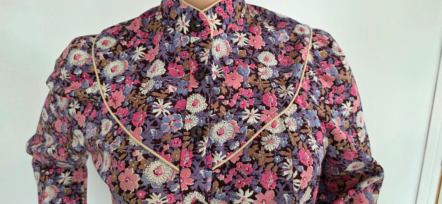 1970s Marion Donaldson Pink Floral Day Dress sz 8/10