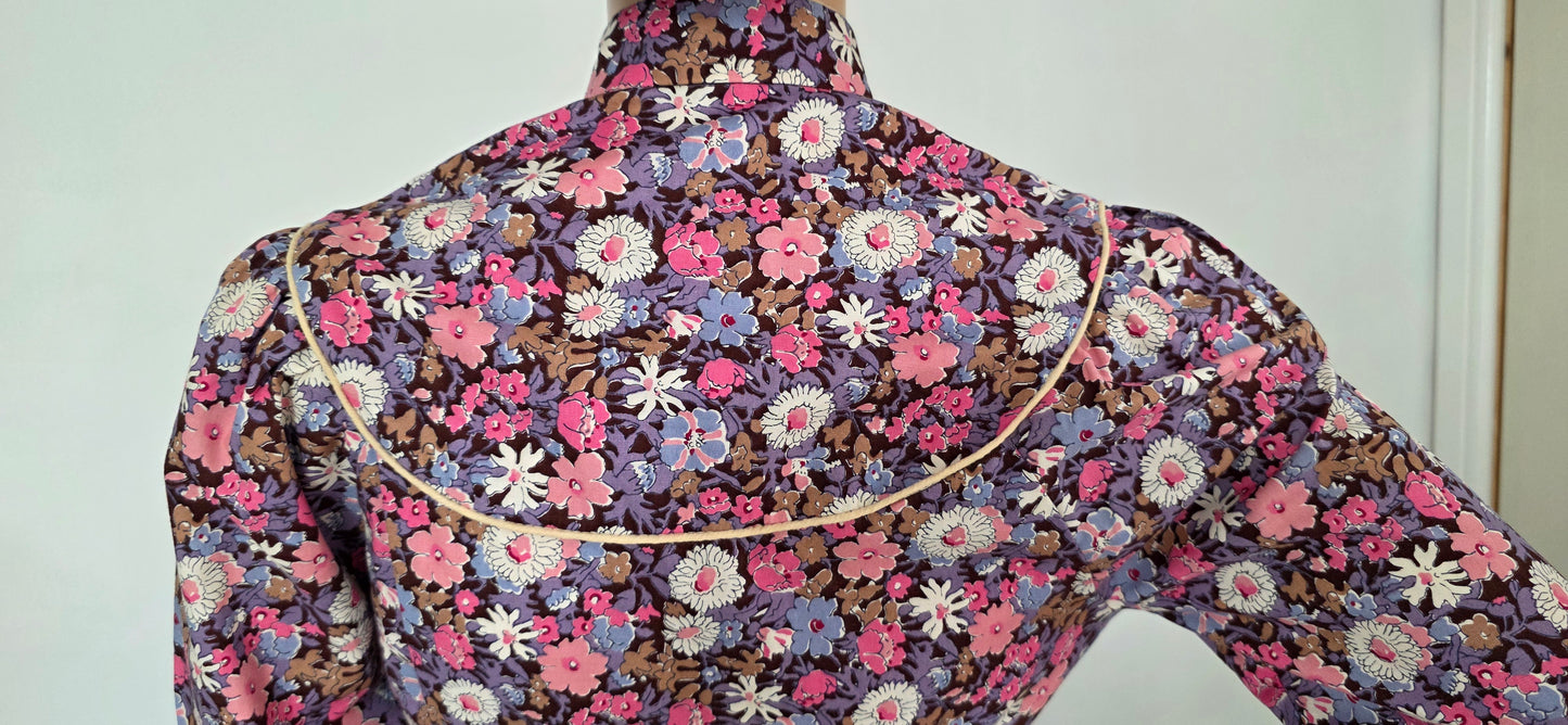 1970s Marion Donaldson Pink Floral Day Dress sz 8/10