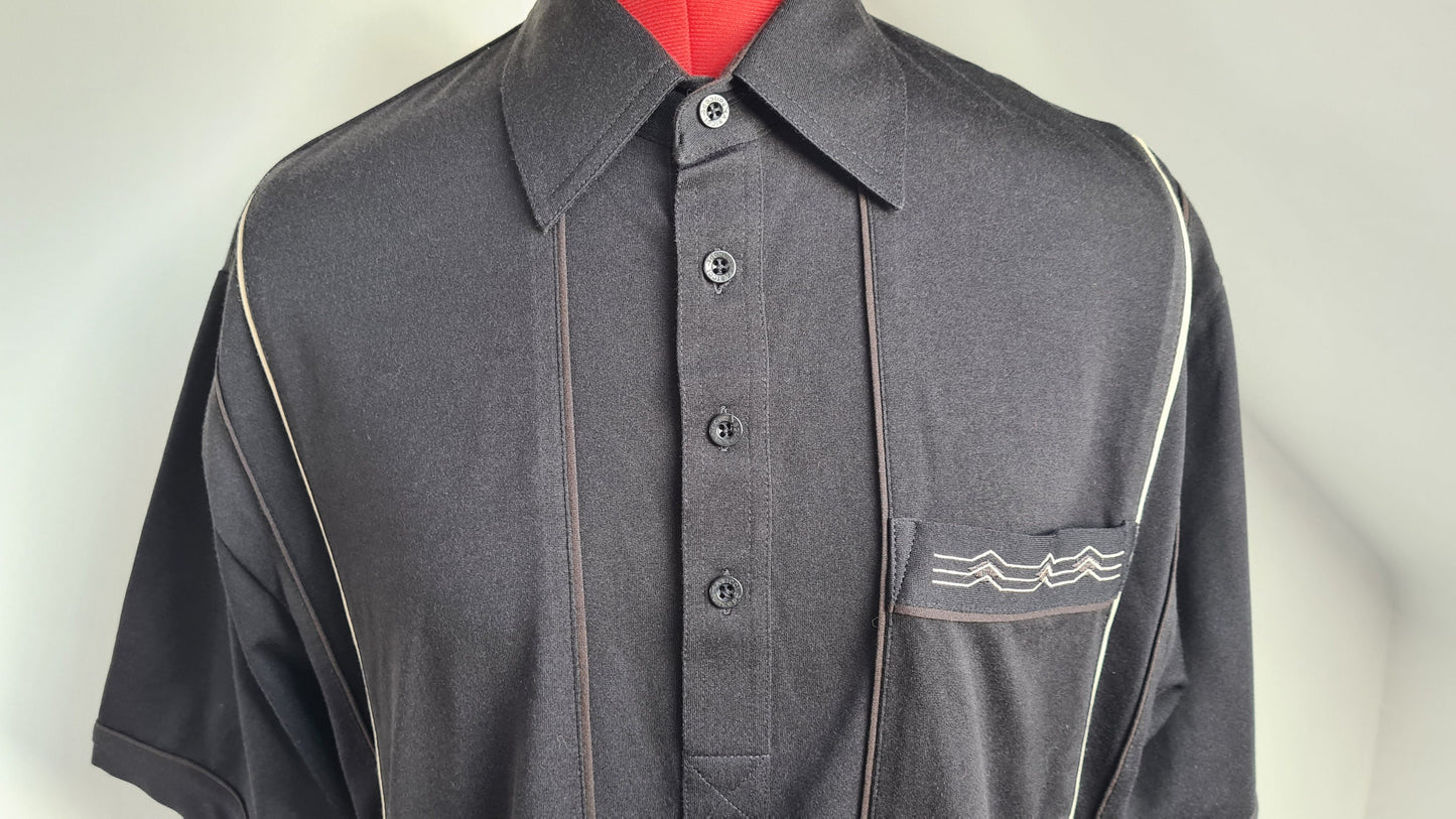 Vintage Mens 1970s Black Gabicci Polo Shirt UK M
