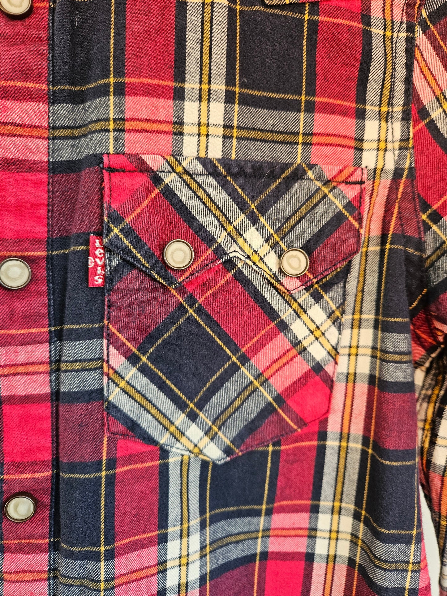1980s Red Check Levis Shirt XS
