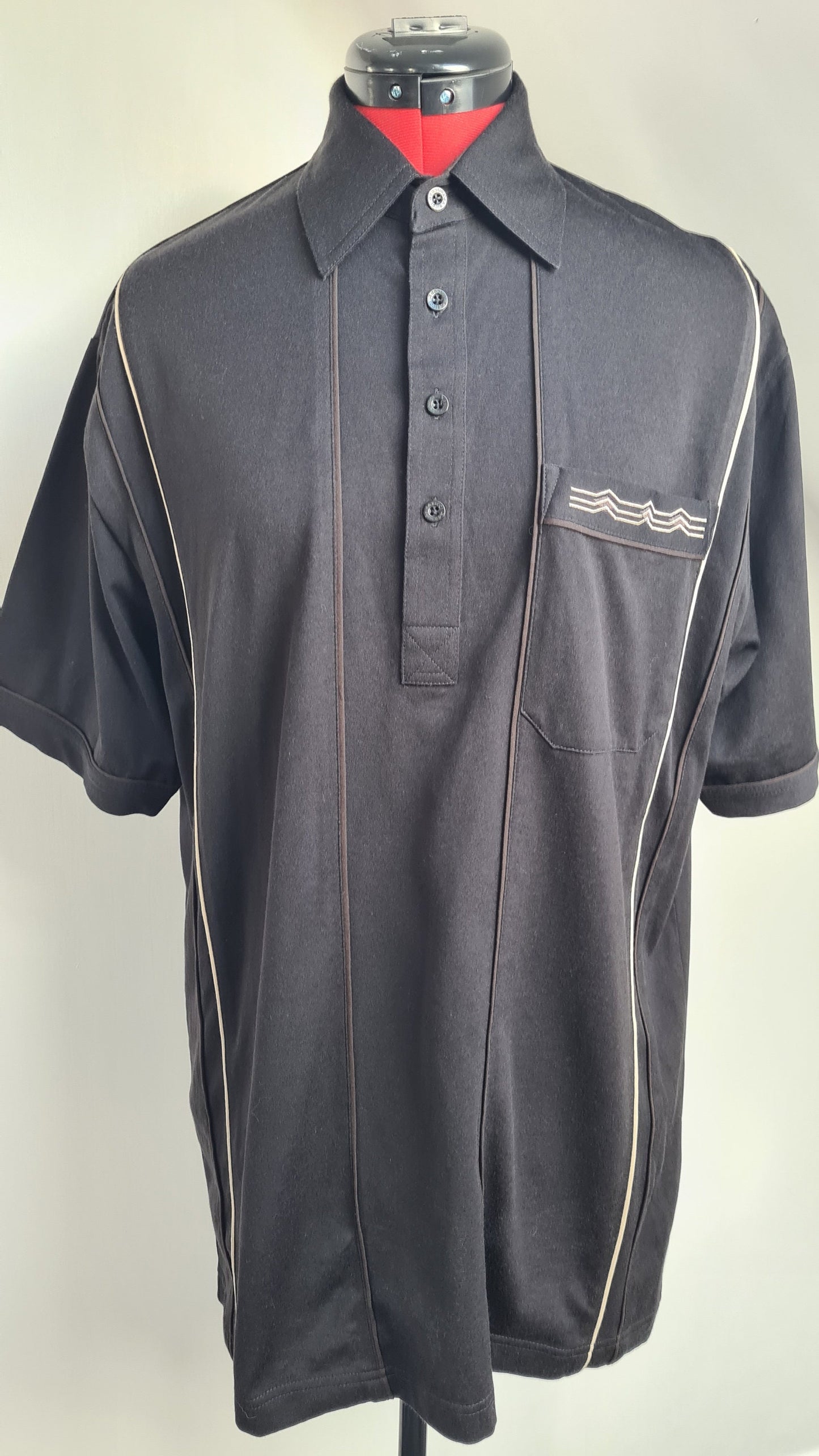 Vintage Mens 1970s Black Gabicci Polo Shirt UK M