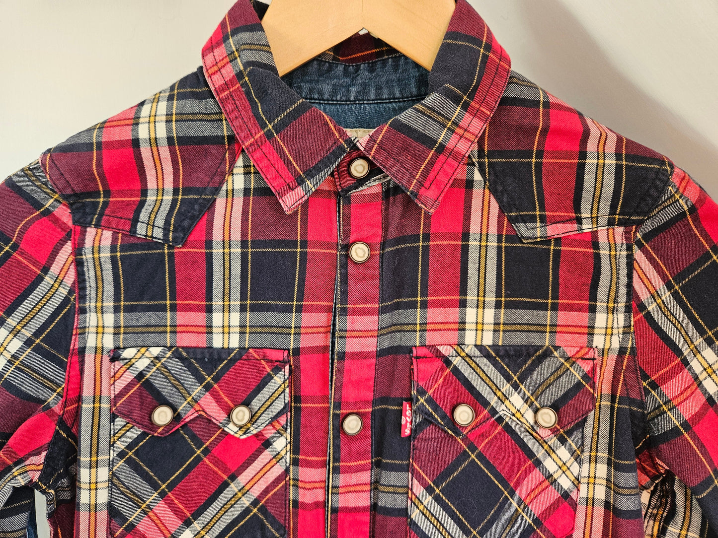 1980s Red Check Levis Shirt XS