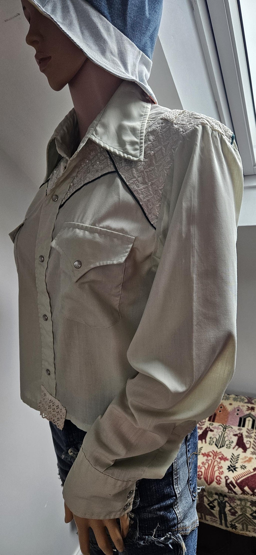 Refashioned 1970s Western Cowboy Shirt 38"