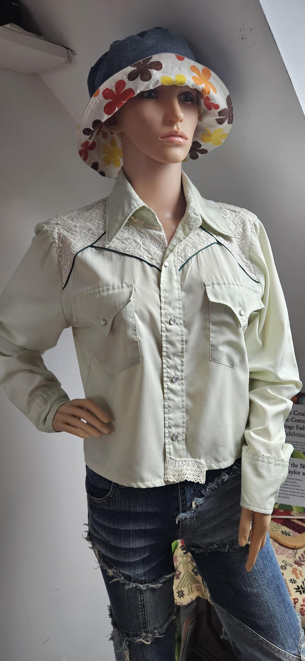 Refashioned 1970s Western Cowboy Shirt 38"