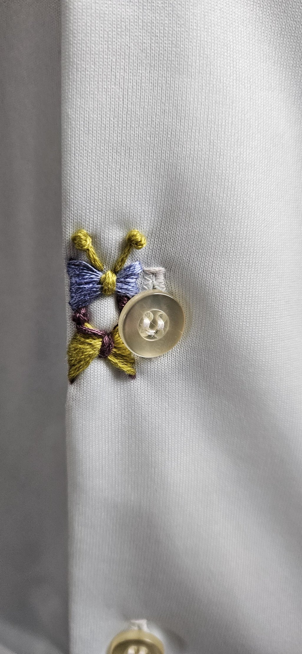 Vintage Picture Print Western Shirt with Butterfly Embroidery M