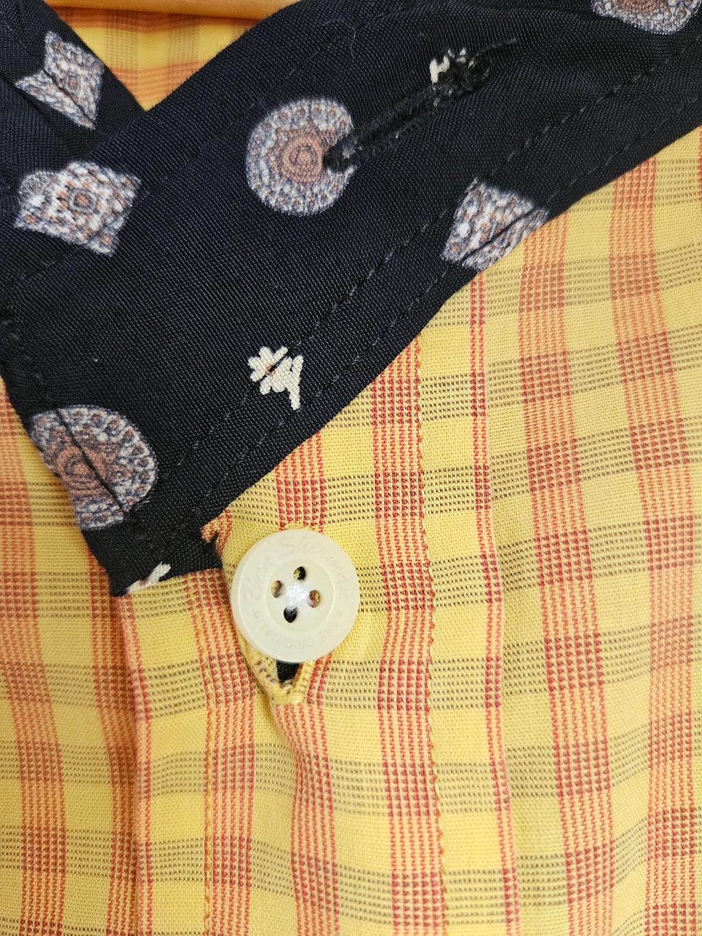 Reworked Shorts Sleeved Yellow and Black Shirt with Flounce L