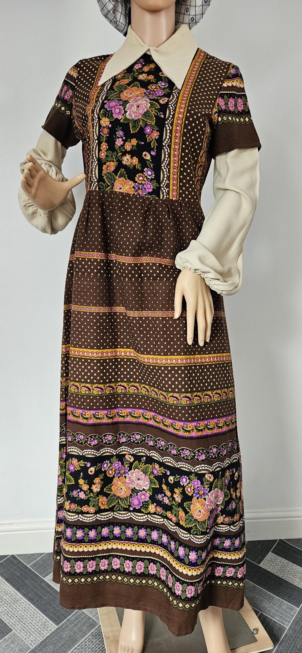 Vintage 1970s Dollyrockers Peasant Style Dress Sz 14/16