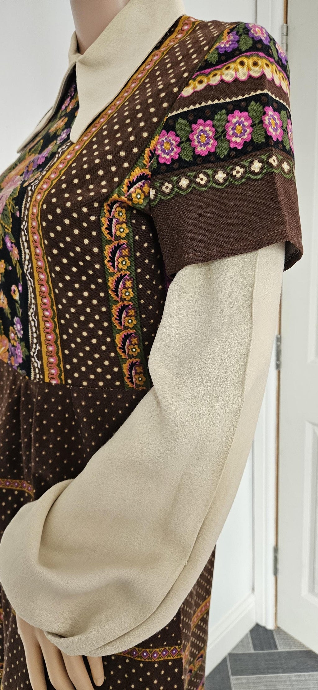 Vintage 1970s Dollyrockers Peasant Style Dress Sz 14/16