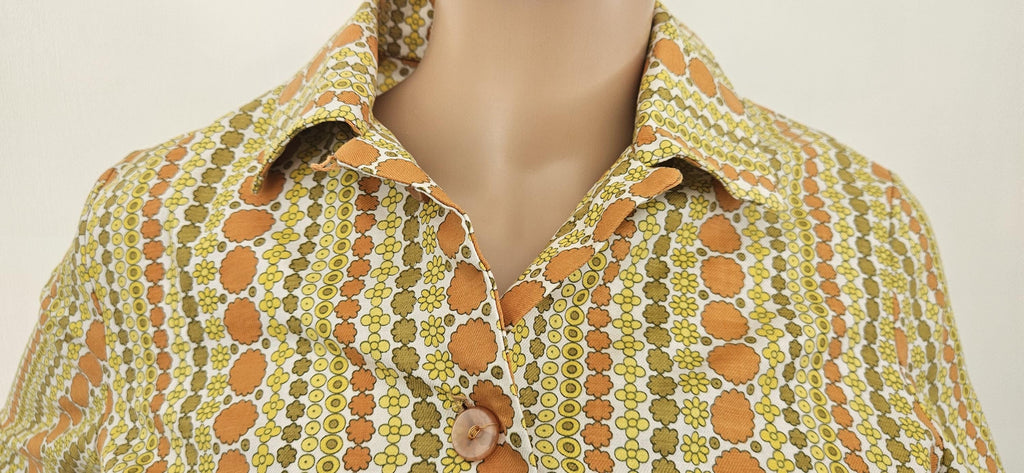 Vintage 1960s Button Front Shirt Dress Sz 14