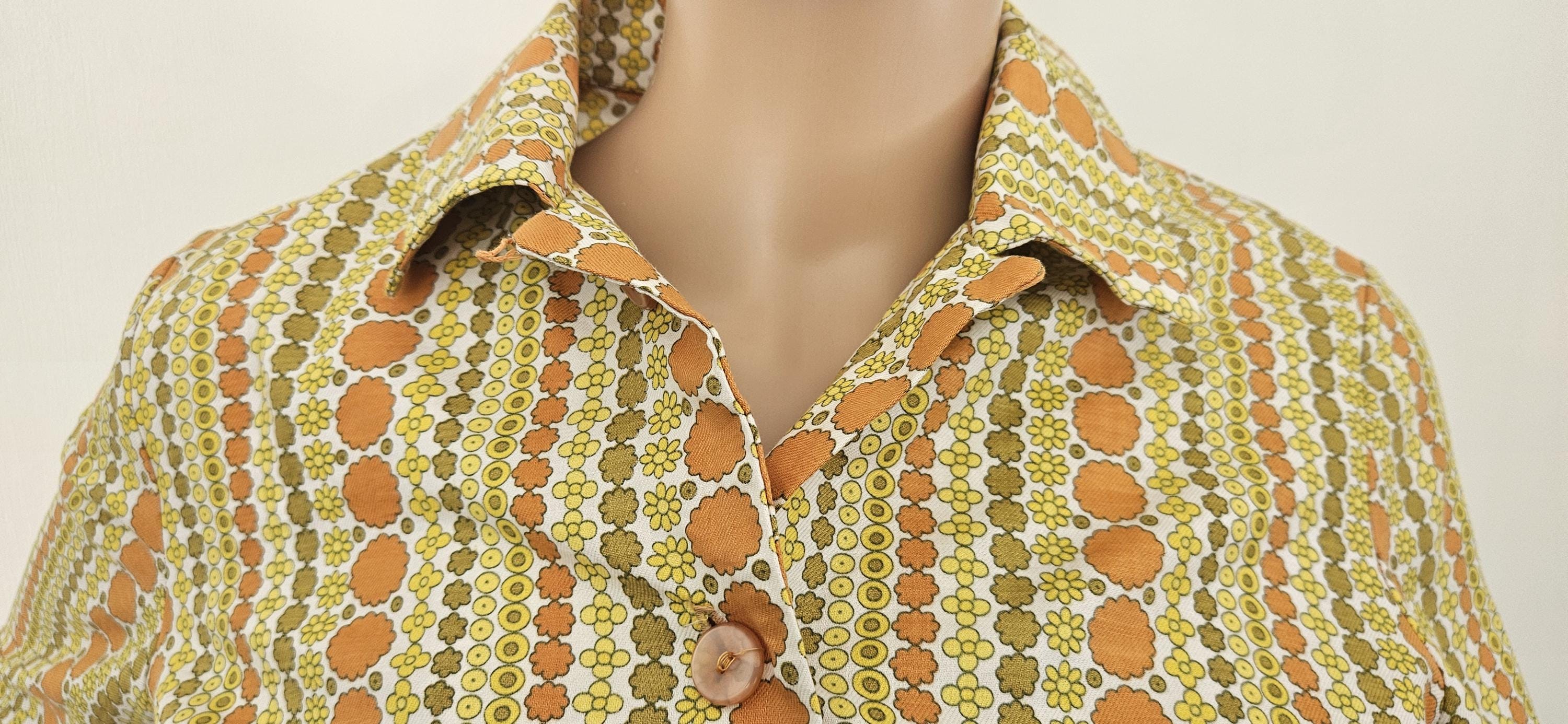 Vintage 1960s Button Front Shirt Dress Sz 14