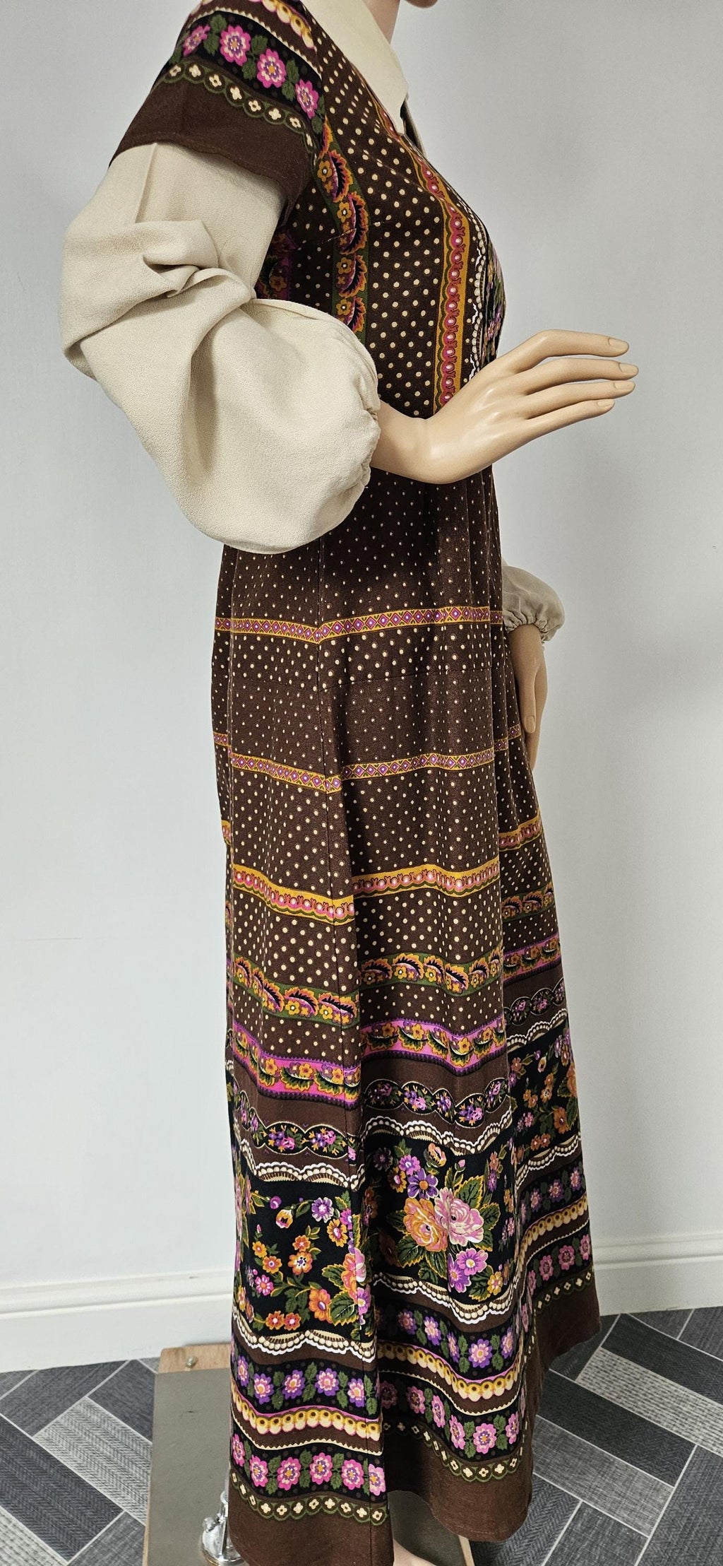 Vintage 1970s Dollyrockers Peasant Style Dress Sz 14/16