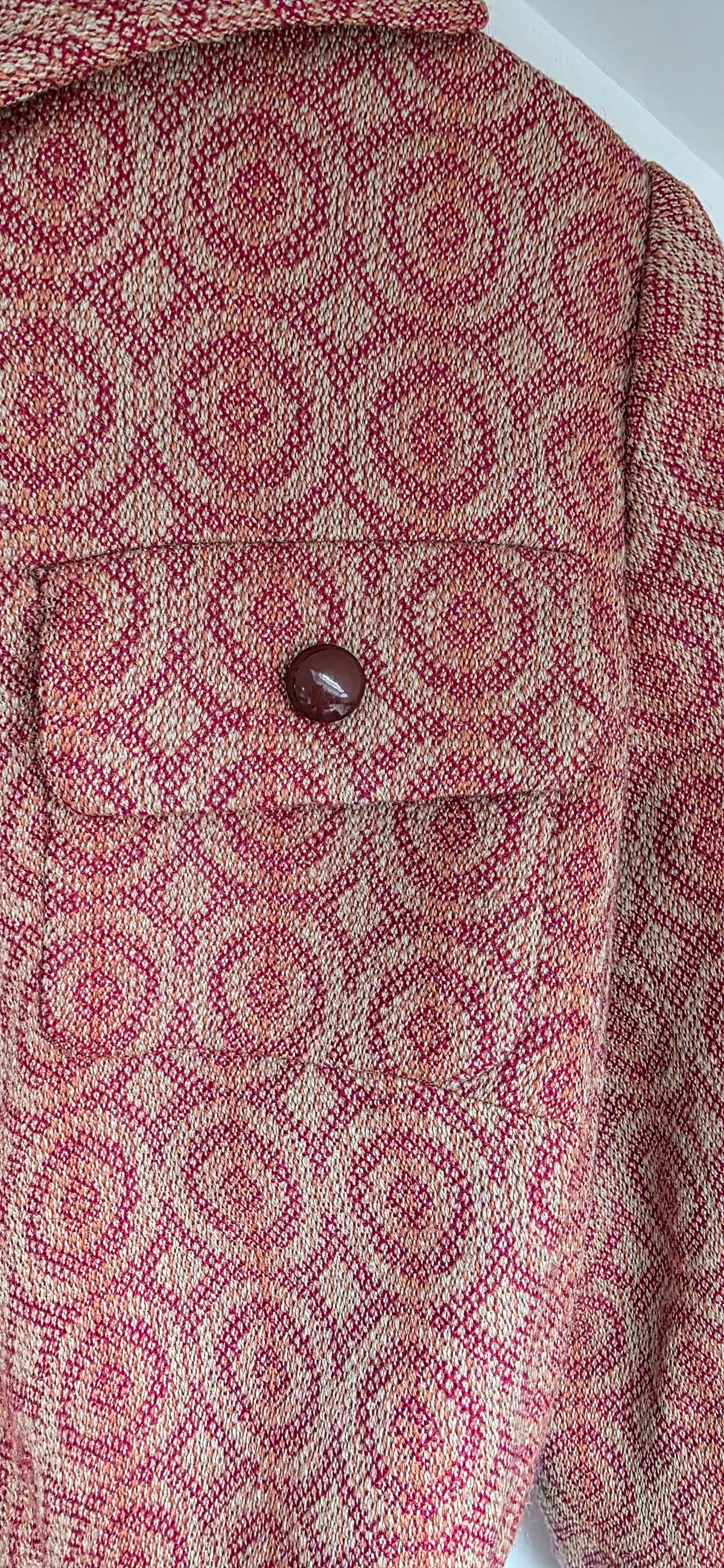 Vintage Cojana Burgundy / beige Wool Tunic Top sz 14/16