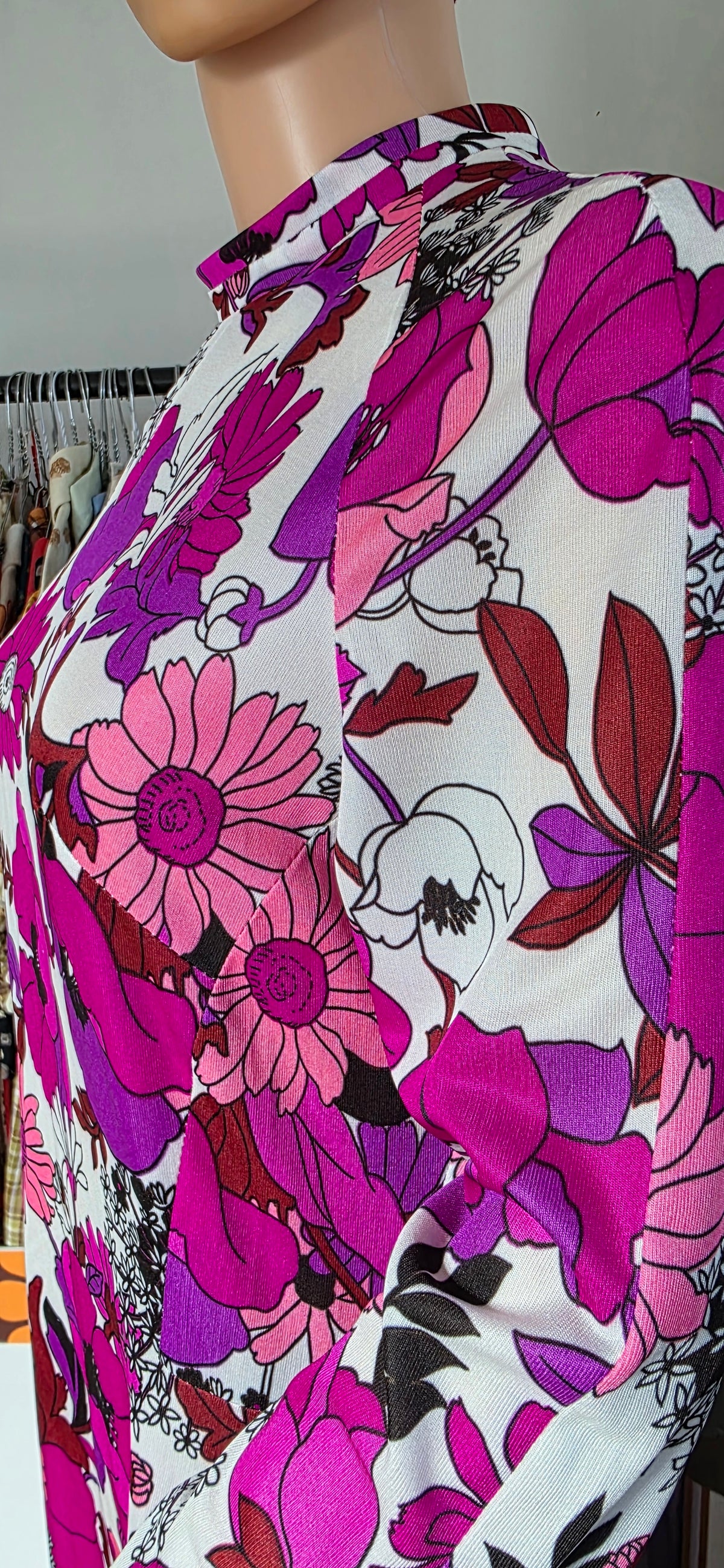 1970s Mary Hames Floral Maxi Dress sz16