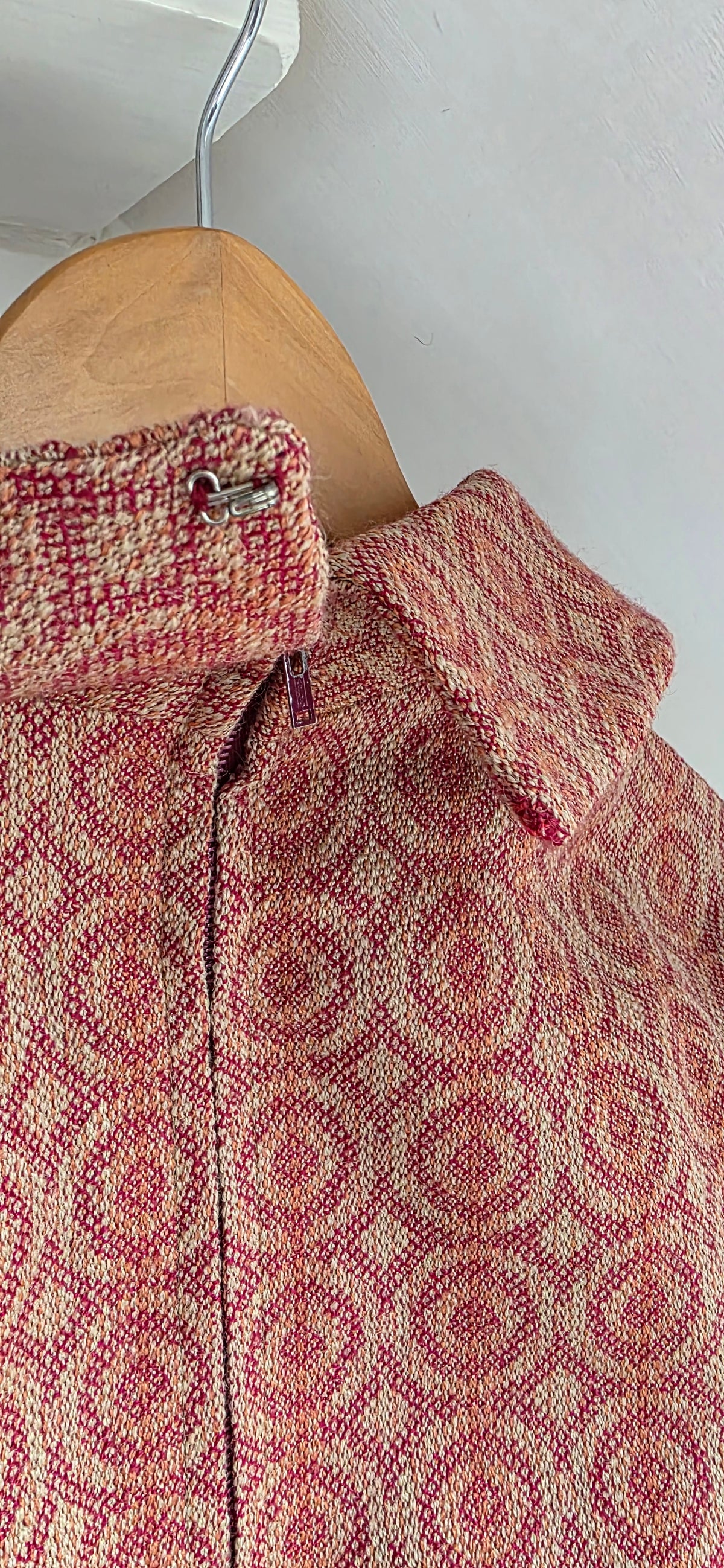 Vintage Cojana Burgundy / beige Wool Tunic Top sz 14/16