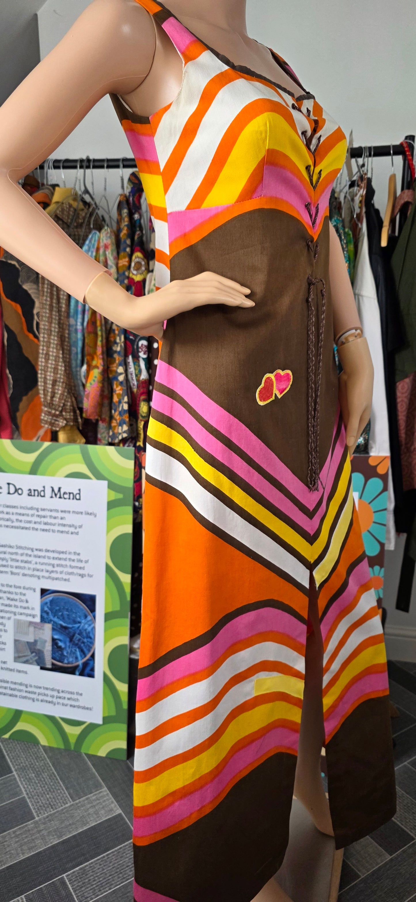 1970s Dollyrockers Bold Stripe Dress sz12