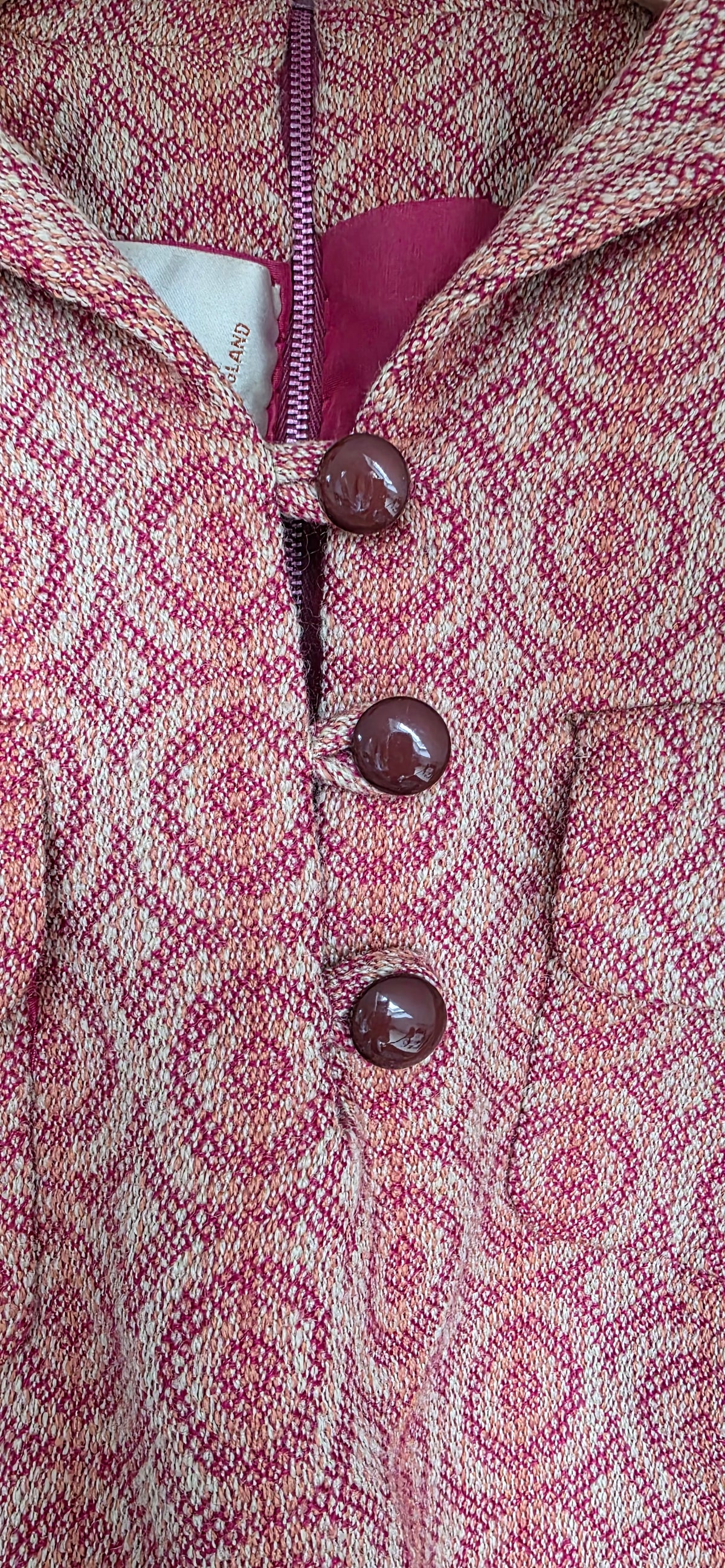 Vintage Cojana Burgundy / beige Wool Tunic Top sz 14/16