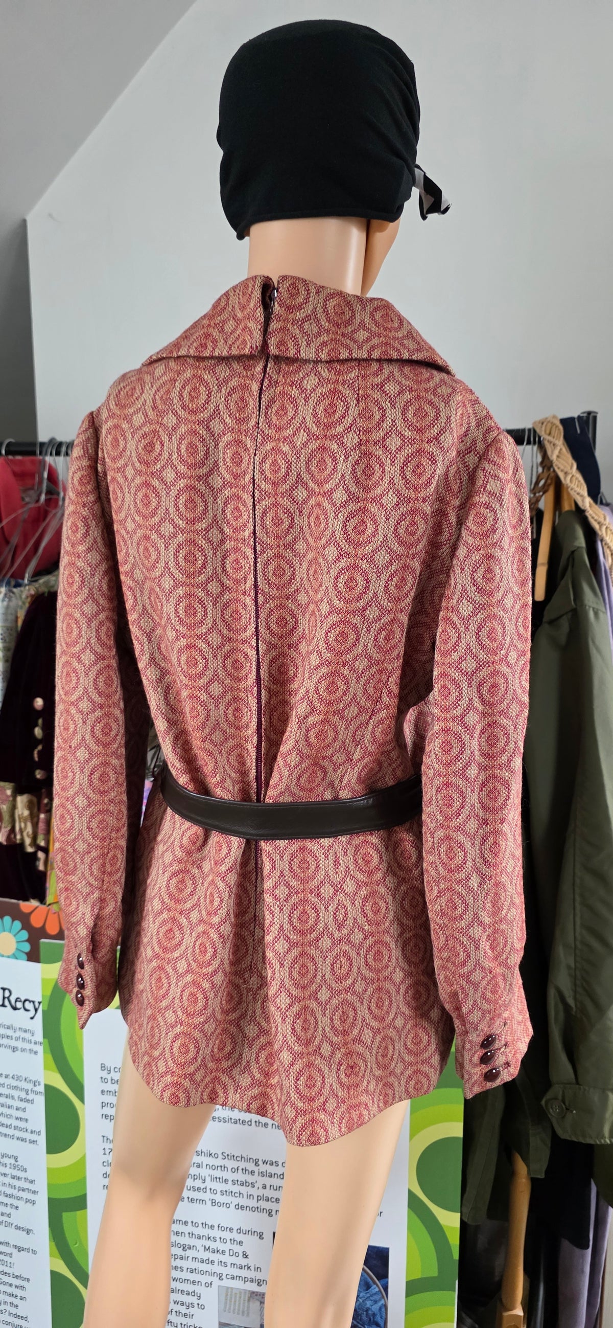 Vintage Cojana Burgundy / beige Wool Tunic Top sz 14/16