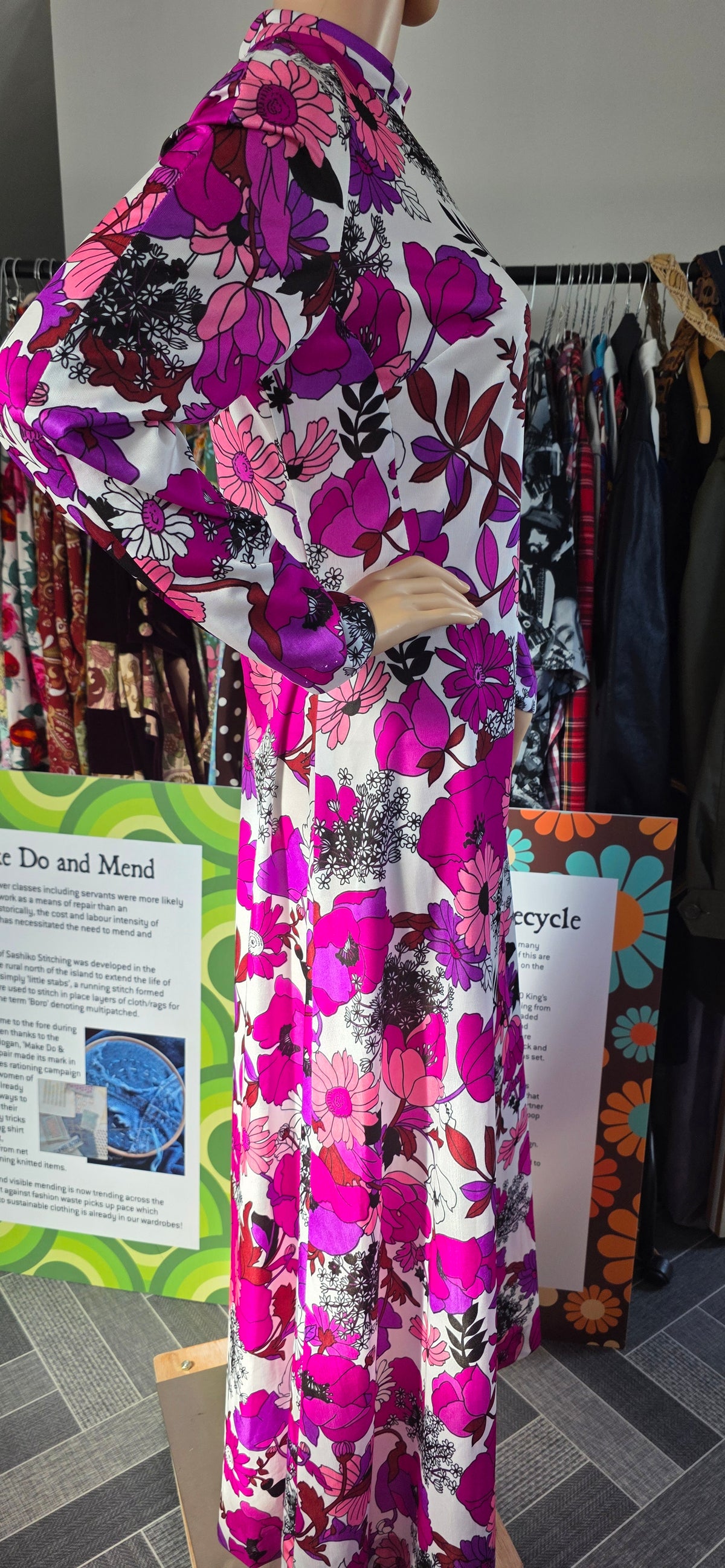1970s Mary Hames Floral Maxi Dress sz16