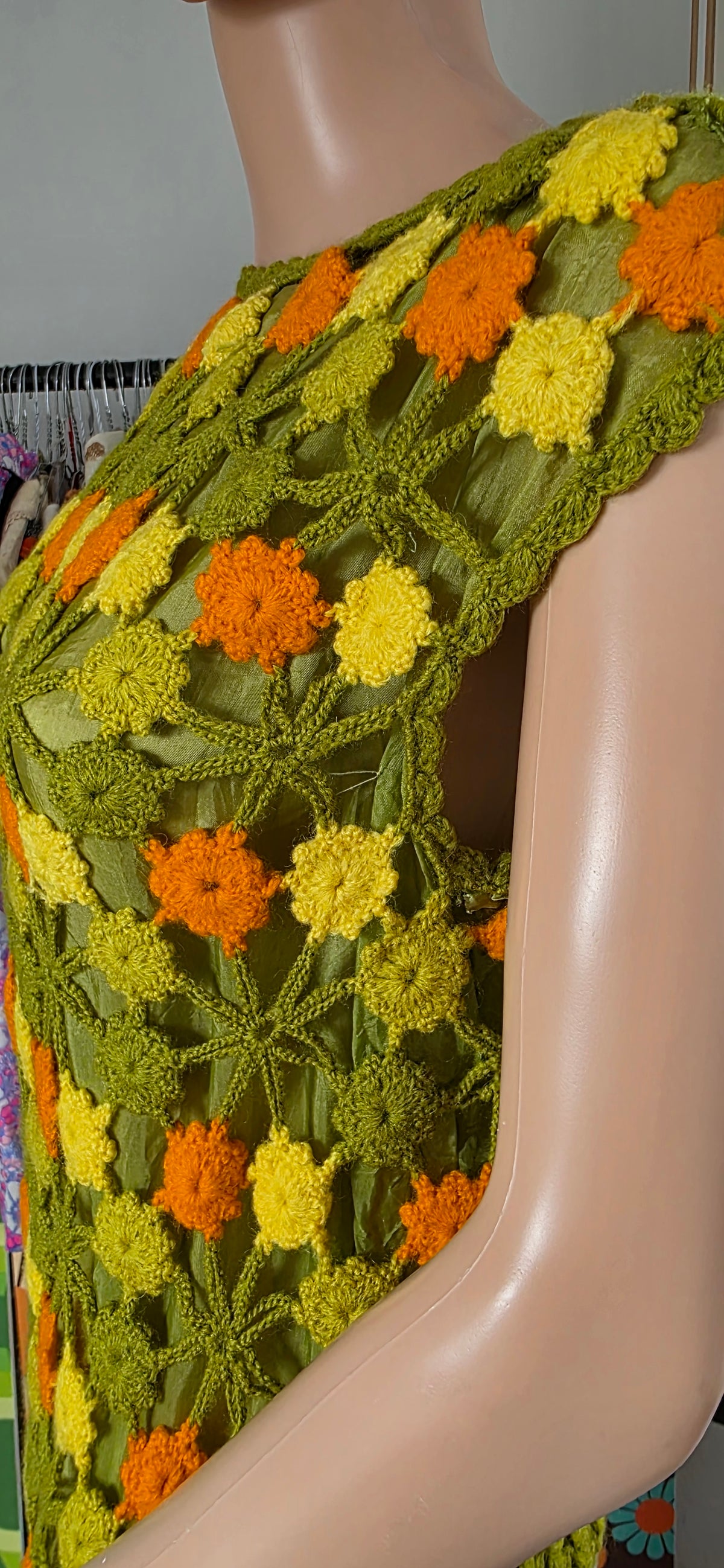 Vintage 1960s Cerimode Crochet Shift Dress 12/14