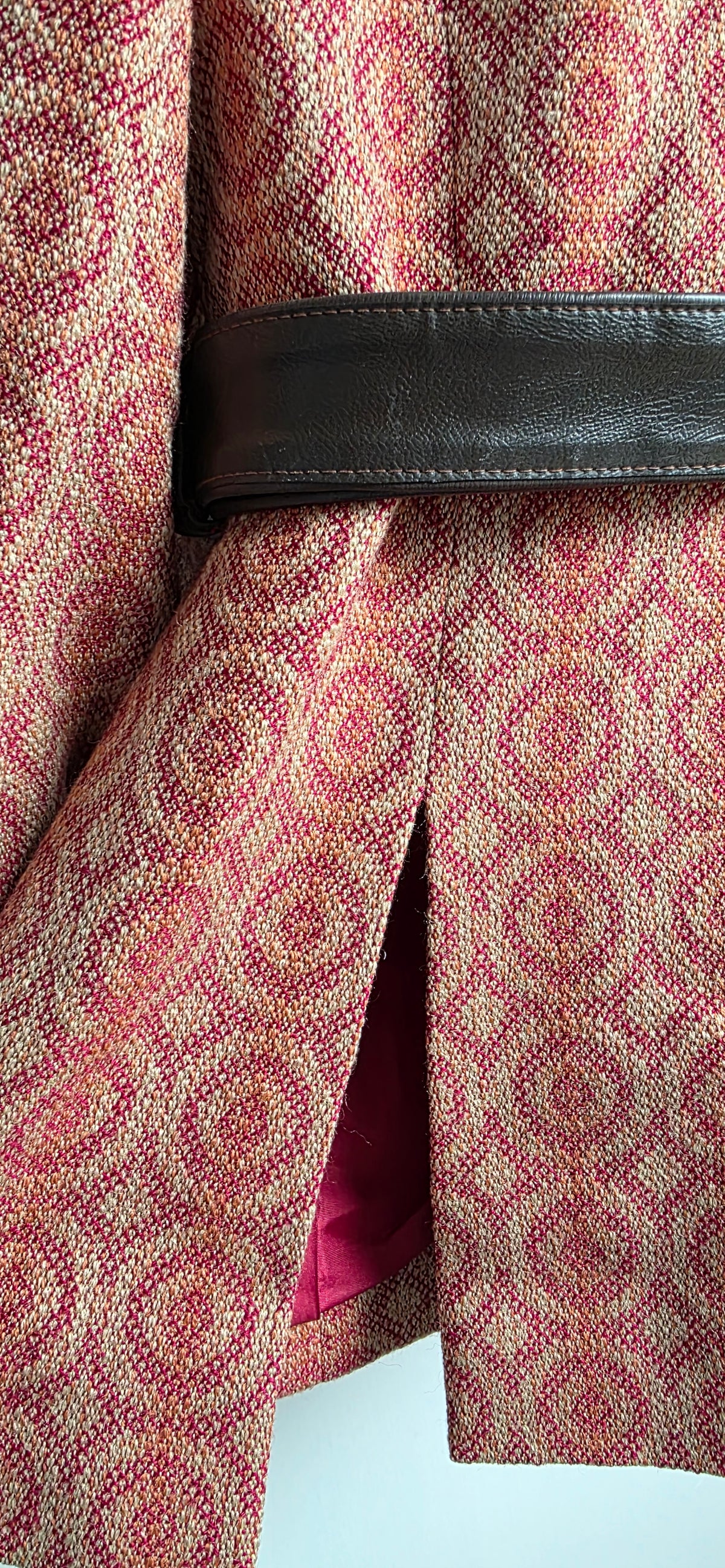 Vintage Cojana Burgundy / beige Wool Tunic Top sz 14/16