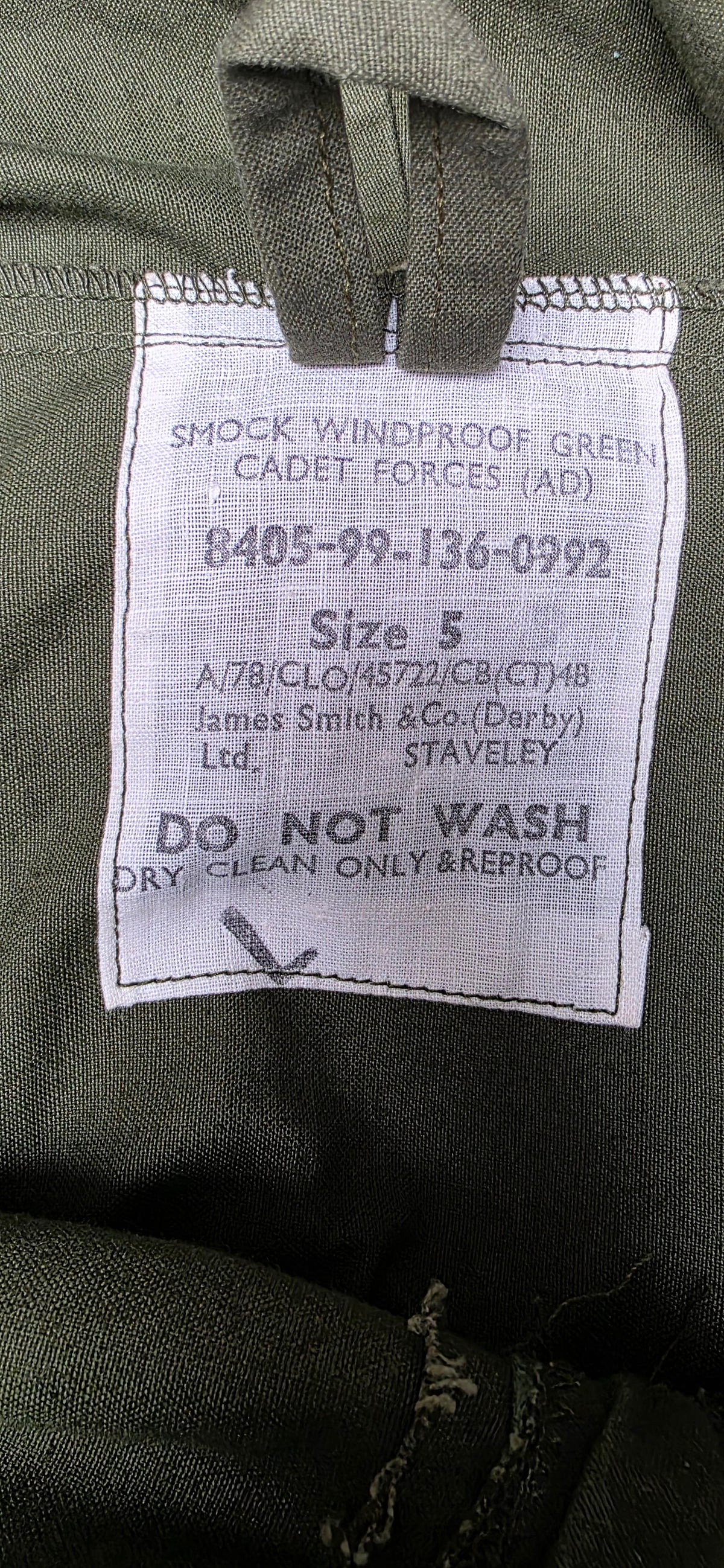 Military Cadet Forces Olive Green Windproof Smock L